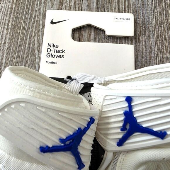Nike Jordan D-Tack 6.0 White/Signal Blue Football Gloves HQ5969-161 Size 2XL XXL - Picture 5 of 9